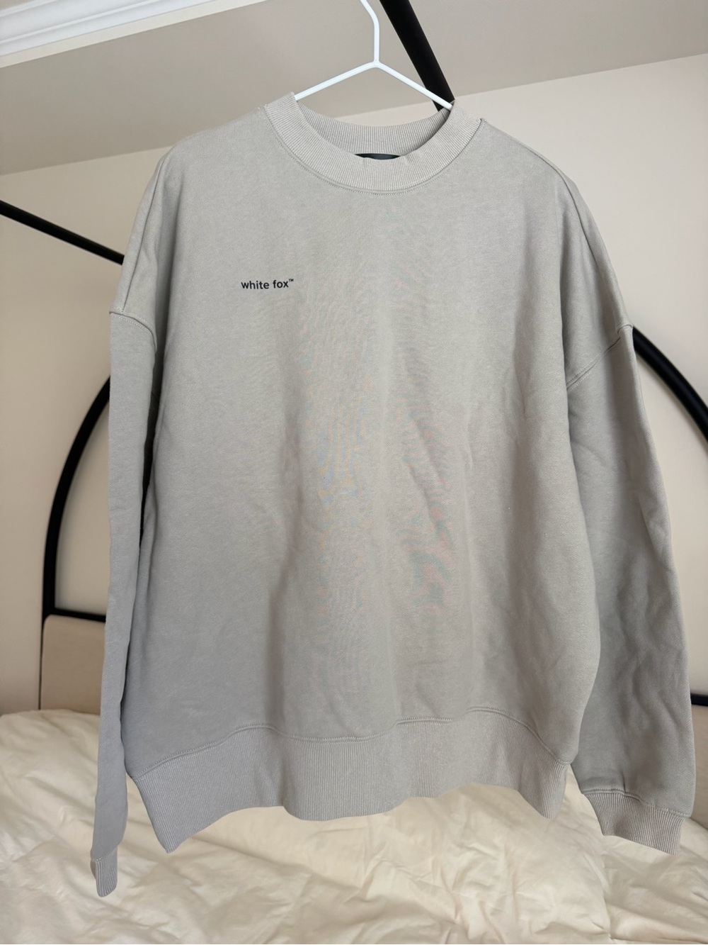 White fox oversized Crewneck Sweatshirt Khaiki